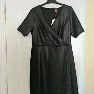 Reitmans  rock and shine black faux leather dress size medium